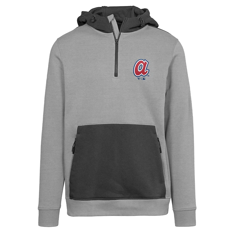 Sweat à capuche zippé 1/4 avec logo Chicane Core de la collection Cooperstown des Braves d'Atlanta pour femme Levelwear, gris