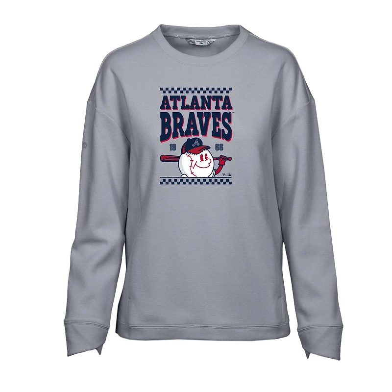 Sweat-shirt à capuche gris Atlanta Braves Fiona Inaugural pour femme Levelwear