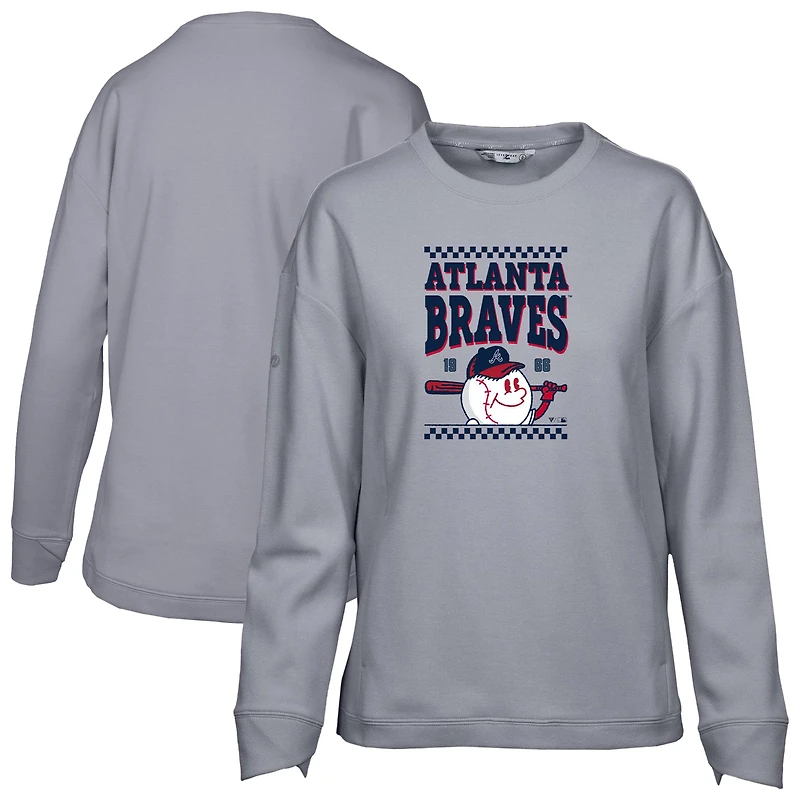 Sweat-shirt à capuche gris Atlanta Braves Fiona Inaugural pour femme Levelwear