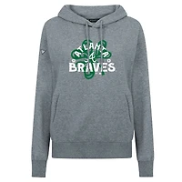 Women's Levelwear  Gray Atlanta Braves St. Patrick's Day Adorn Shamrock Pullover Hoodie