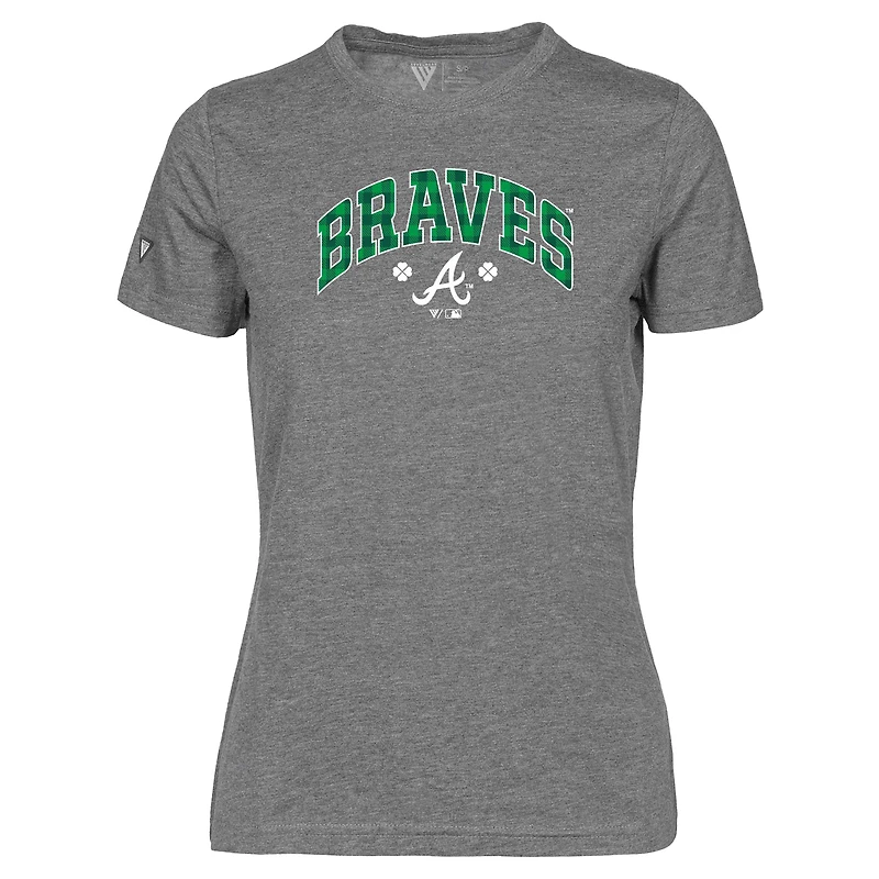 T-shirt à carreaux Maddox pour la Saint-Patrick des Braves d'Atlanta gris Levelwear femme