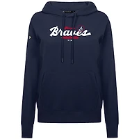 Women's Levelwear Navy Atlanta Braves Accolade Adorn Monument Pullover Hoodie