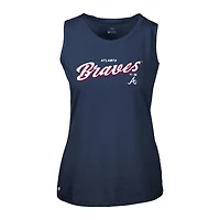 Women's Levelwear Navy Atlanta Braves Accolade Macy Prospect Tank Top