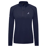 Women's Levelwear Navy Atlanta Braves Kinetic Insignia 2.0 Raglan Quarter-Zip Top