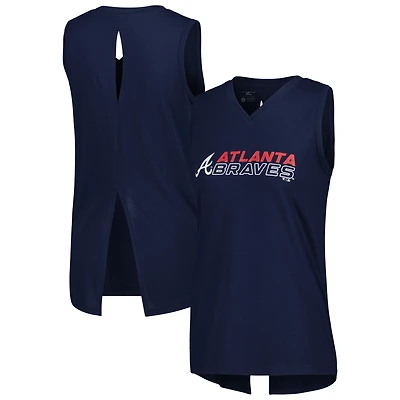Women's Levelwear Navy Atlanta Braves Paisley Chase V-Neck Tank Top