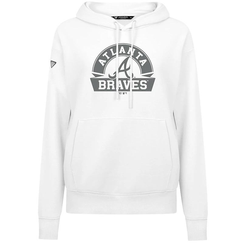 Sweat à capuche blanc Levelwear pour femme Atlanta Braves Adorn Banner Arch
