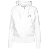 Sweat à capuche zippé Levelwear blanc Atlanta Braves Gardinia Core pour femme