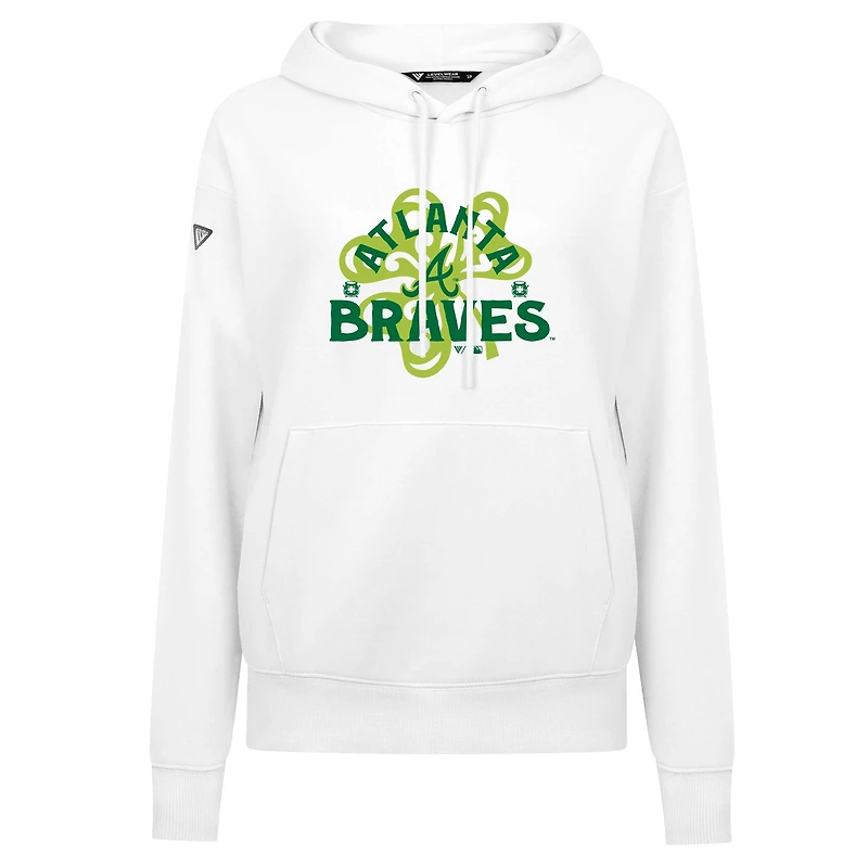 Sweat à capuche blanc Atlanta Braves St. Patrick's Day Adorn Shamrock pour femme Levelwear
