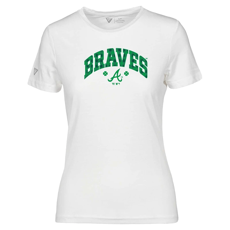 T-shirt à carreaux Maddox pour femme, blanc, Atlanta Braves, Saint-Patrick
