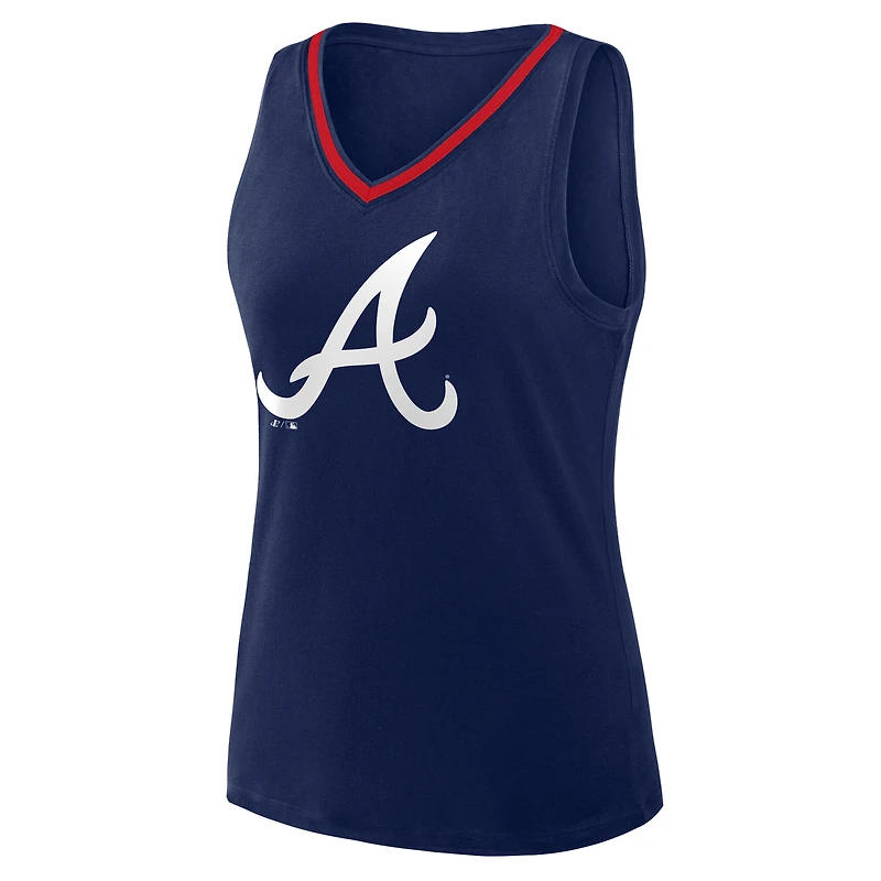 Women's Logo Athletic Navy Atlanta Braves Stellar Win V-Neck Tank Top