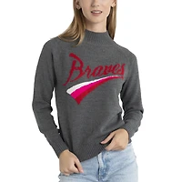 Pull Lusso gris Atlanta Braves Serena Raglan pour femme