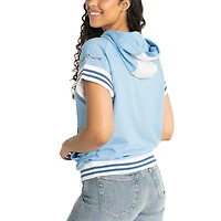 Women's Lusso  Light Blue Atlanta Braves Mabel Tri-Blend Short Sleeve Pullover Hoodie