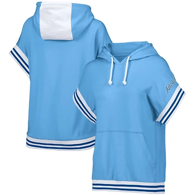 Women's Lusso Light Blue Atlanta Braves Mabel Tri-Blend Short Sleeve Pullover Hoodie