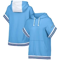 Women's Lusso  Light Blue Atlanta Braves Mabel Tri-Blend Short Sleeve Pullover Hoodie
