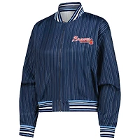 Women's Lusso Navy Atlanta Braves Genni Cropped Full-Zip Jacket