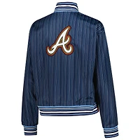 Women's Lusso Navy Atlanta Braves Genni Cropped Full-Zip Jacket