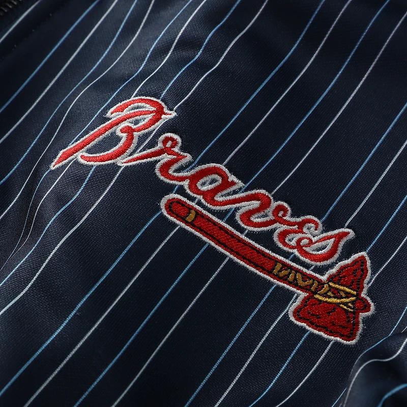 Women's Lusso Navy Atlanta Braves Genni Cropped Full-Zip Jacket