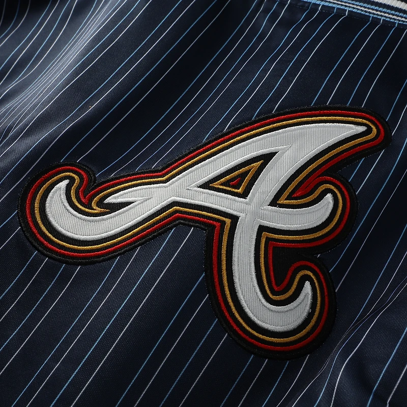 Veste courte zippée Genni bleu marine Lusso pour femme des Atlanta Braves