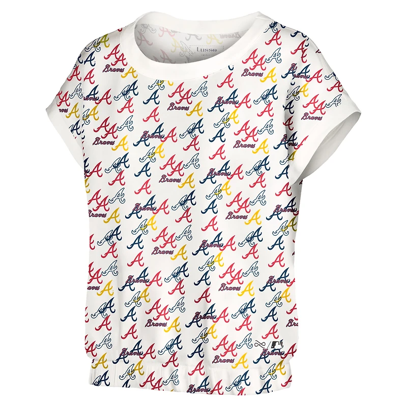 Women's Lusso  White Atlanta Braves Madge Dolman Tri-Blend T-Shirt
