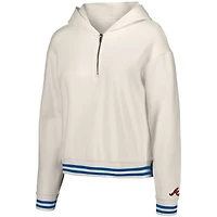 Chandail à capuchon trois quarts zippé Magnolia Atlanta Braves Lusso White pour femme