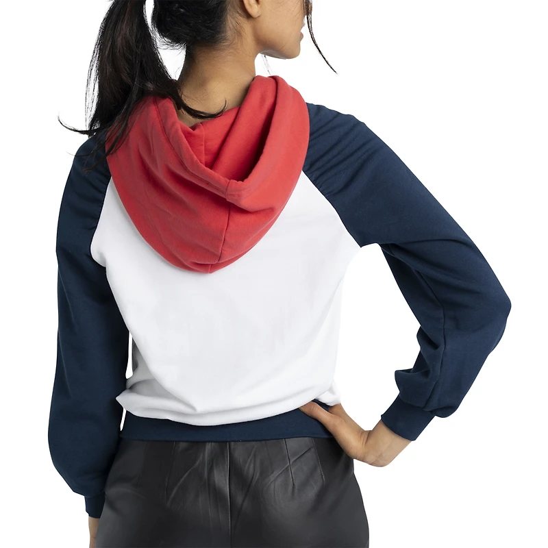 Sweat à capuche Lusso blanc Atlanta Braves Marlowe Raglan pour femmes