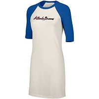 Robe t-shirt en trois mélanges à manches mi-longues pour femmes, blanc Lusso Atlanta Braves Nettie Raglan