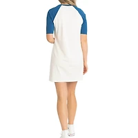 Women's Lusso  White Atlanta Braves Nettie Raglan Half-Sleeve Tri-Blend T-Shirt Dress