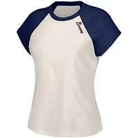 Women's Lusso  White Atlanta Braves Nikki Raglan T-Shirt