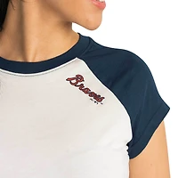 Women's Lusso  White Atlanta Braves Nikki Raglan T-Shirt