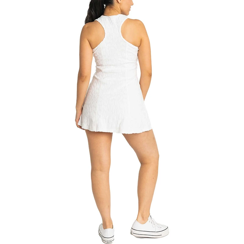 Women's Lusso White Atlanta Braves Tess Cheetah V-Neck Racerback Dress