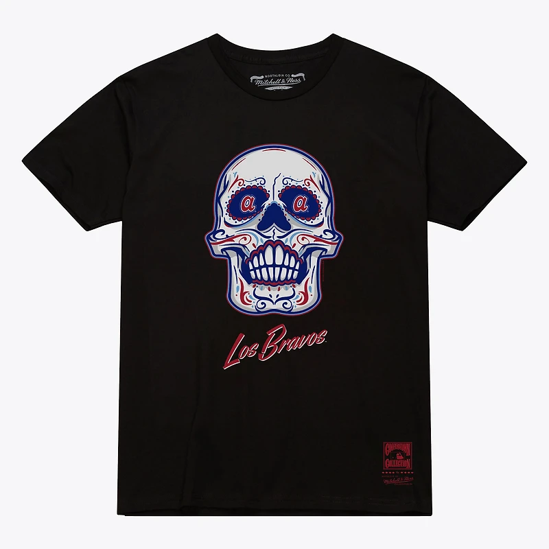 Women's Mitchell & Ness Black Atlanta Braves Sugar Skull Boxy T-Shirt