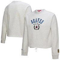 Sweat-shirt court à capuche Mitchell & Ness gris chiné pour femme des Braves d'Atlanta