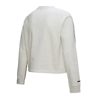 Women's Mitchell & Ness Heather Gray Atlanta Braves Cropped Toggle Pullover Sweatshirt
