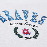 Women's Mitchell & Ness Heather Gray Atlanta Braves Cropped Toggle Pullover Sweatshirt