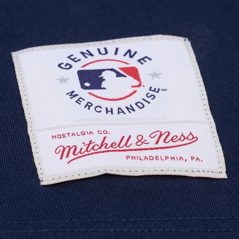 Women's Mitchell & Ness Navy Atlanta Braves Pep Rally Cropped Boxy T-Shirt