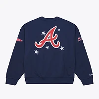 Women's Mitchell & Ness  Navy Atlanta Braves Pep Rally Sweatshirt