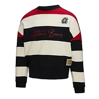 Sweat-shirt à enfiler en polaire blocs rouge et noir Mitchell & Ness Atlanta Braves Cooperstown Collection pour femme