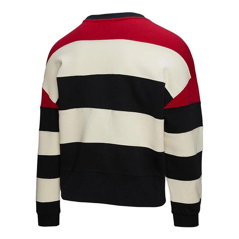 Women's Mitchell & Ness  Red/Black Atlanta Braves Cooperstown Collection Blocked Fleece Pullover Sweatshirt