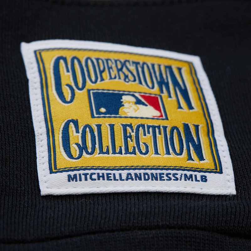 Women's Mitchell & Ness  Red/Black Atlanta Braves Cooperstown Collection Blocked Fleece Pullover Sweatshirt