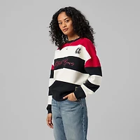 Sweat-shirt à enfiler en polaire blocs rouge et noir Mitchell & Ness Atlanta Braves Cooperstown Collection pour femme