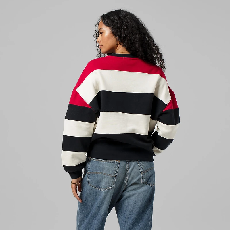 Sweat-shirt en molleton à imprimé bloc rouge/noir pour femme Mitchell & Ness des Braves d'Atlanta de la collection Cooperstown