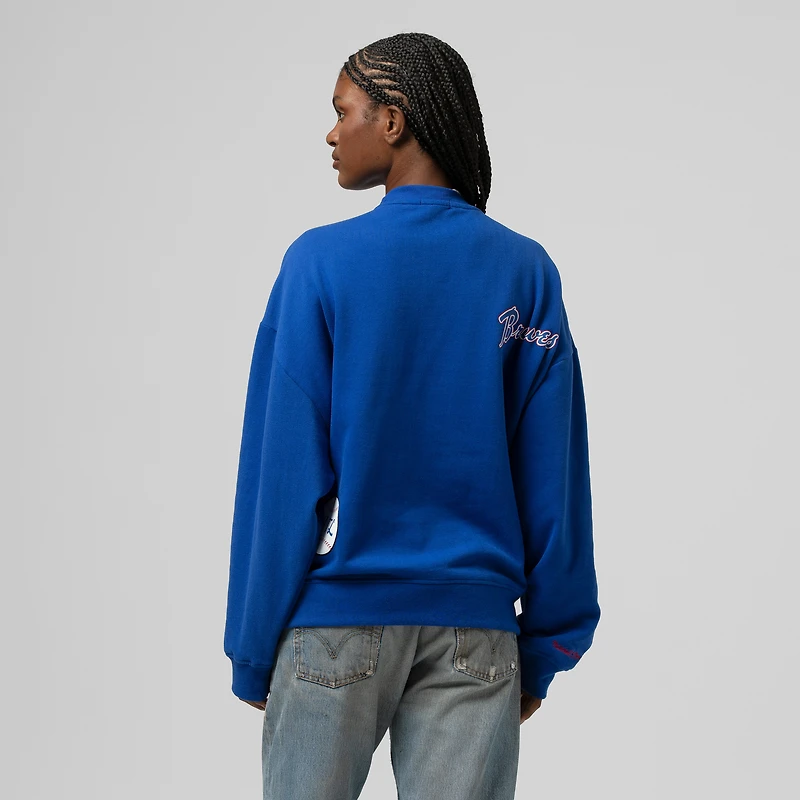 Women's Mitchell & Ness  Royal Atlanta Braves Cooperstown Collection Crewneck Sweatshirt