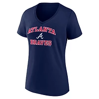 Women's Navy Atlanta Braves Heart & Soul V-Neck T-Shirt