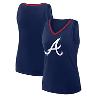 Women's  Navy Atlanta Braves Plus Sized Stellar Win V-Neck Tank Top