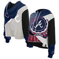 Sweat à capuche court et carré blocs de couleurs recyclés Atlanta Braves New Era pour femme