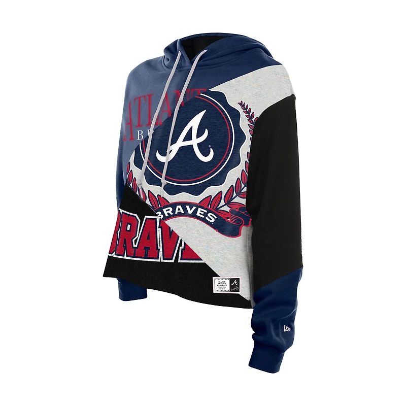 Women's New Era  Atlanta Braves Upcycled Color Block Cropped Boxy Hoodie