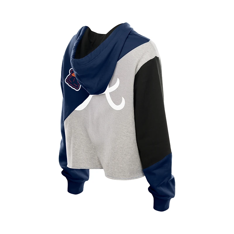 Women's New Era Atlanta Braves Upcycled Color Block Cropped Boxy Hoodie