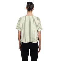 Women's New Era  Cream Atlanta Braves Throwback Boxy T-Shirt