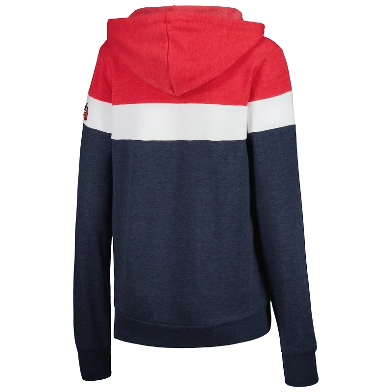 Women's New Era Heather Navy Atlanta Braves Colorblock Full-Zip Hoodie Jacket