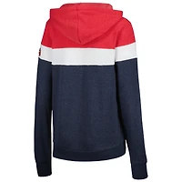 Women's New Era Heather Navy Atlanta Braves Colorblock Full-Zip Hoodie Jacket